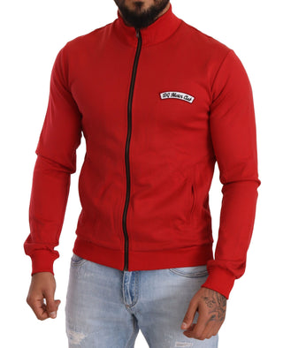 Elegant Red Full Zip Sweater With Dg Motor Club Motif - Luxury for You