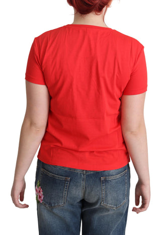 Chic Red Graphic Cotton Tee - Luxury for You