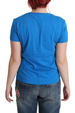 Chic Blue Cotton Tee With Iconic Print - Luxury for You