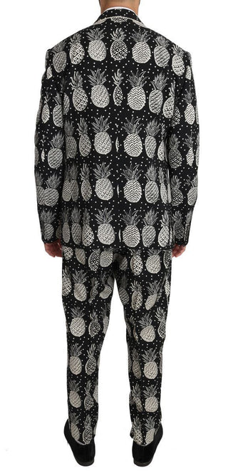 Chic Black Pineapple Print Wool Suit - Luxury for You