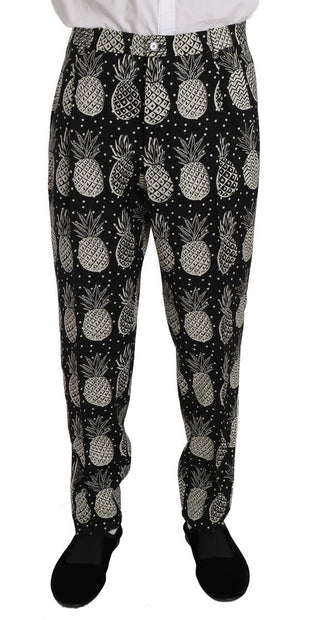 Chic Black Pineapple Print Wool Suit - Luxury for You