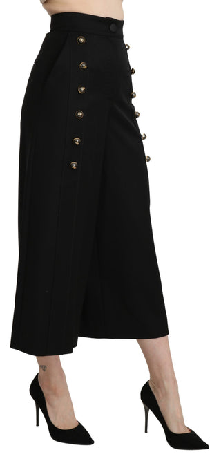 Elegant High Waist Wide Leg Virgin Wool Trousers - Luxury for You