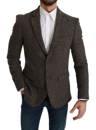 Elegant Brown Slim Fit Wool Blend Blazer - Luxury for You