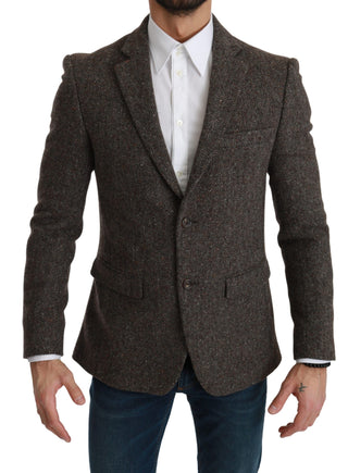 Elegant Brown Slim Fit Wool Blend Blazer - Luxury for You