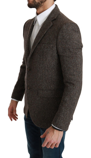 Elegant Brown Slim Fit Wool Blend Blazer - Luxury for You