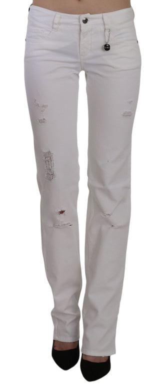 Chic White Slim Fit Cotton Jeans - Luxury for You