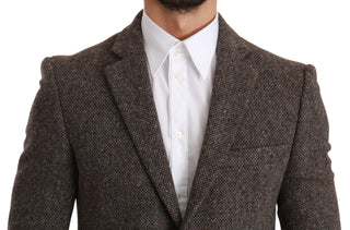 Elegant Brown Slim Fit Wool Blend Blazer - Luxury for You