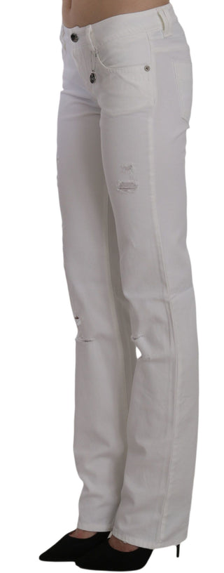 Chic White Slim Fit Cotton Jeans - Luxury for You