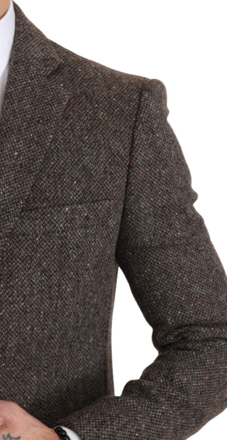 Elegant Brown Slim Fit Wool Blend Blazer - Luxury for You