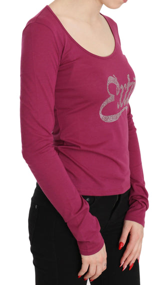 Elegant Pink Crystal Embellished Long Sleeve Top - Luxury for You