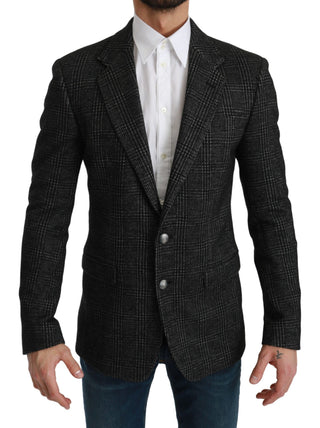 Elegant Gray Plaid Slim Fit Blazer - Luxury for You