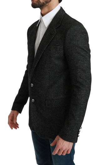 Elegant Gray Plaid Slim Fit Blazer - Luxury for You