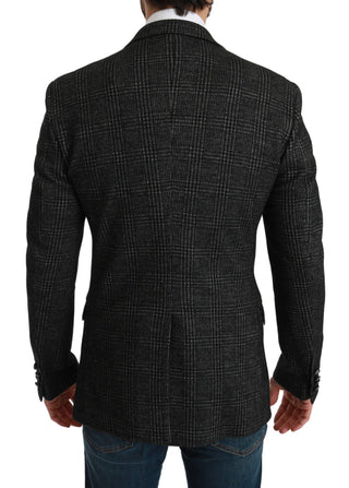 Elegant Gray Plaid Slim Fit Blazer - Luxury for You