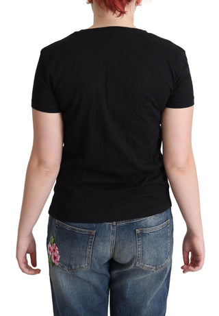 Chic Black Cotton Round Neck Tee - Luxury for You