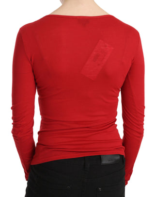 Red Crystal Embellished Long Sleeve Top - Luxury for You