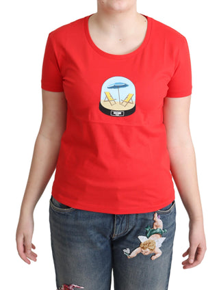 Chic Red Cotton Tee With Signature Print - Luxury for You