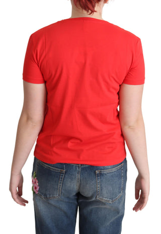 Chic Red Cotton Tee With Signature Print - Luxury for You