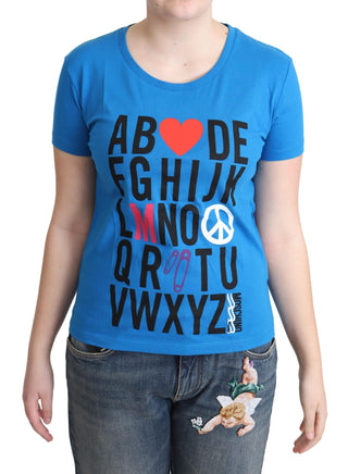 Chic Alphabet Cotton Tee In Blue - Luxury for You