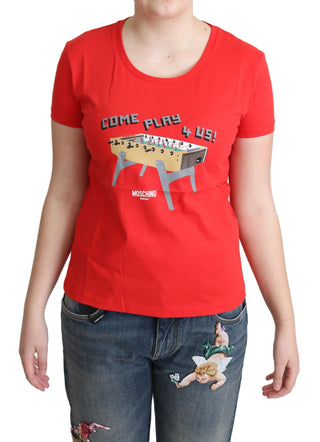 Chic Red Cotton Tee With Playful Print - Luxury for You