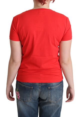 Chic Red Cotton Tee With Playful Print - Luxury for You