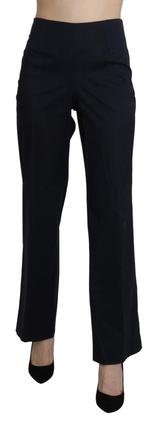 Navy Blue High Waist Straight Cotton Pants - Luxury for You