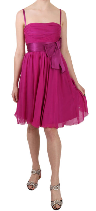 Elegant Fuchsia Pink Silk Bow Front Dress - Luxury for You