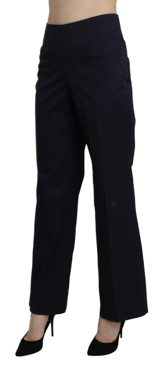 Navy Blue High Waist Straight Cotton Pants - Luxury for You