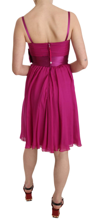 Elegant Fuchsia Pink Silk Bow Front Dress - Luxury for You