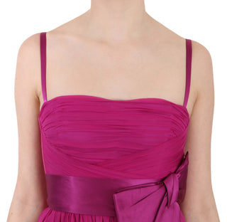 Elegant Fuchsia Pink Silk Bow Front Dress - Luxury for You