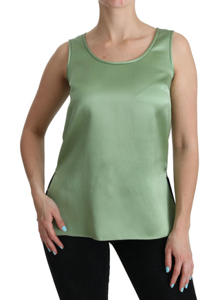 Elegant Silk Sleeveless Top In Light Mint Green - Luxury for You