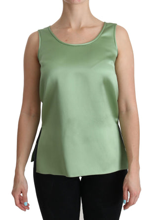 Elegant Silk Sleeveless Top In Light Mint Green - Luxury for You