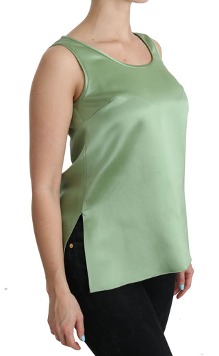 Elegant Silk Sleeveless Top In Light Mint Green - Luxury for You