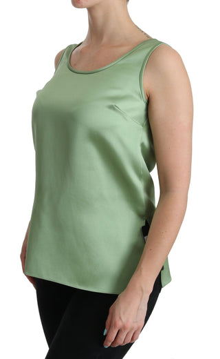 Elegant Silk Sleeveless Top In Light Mint Green - Luxury for You