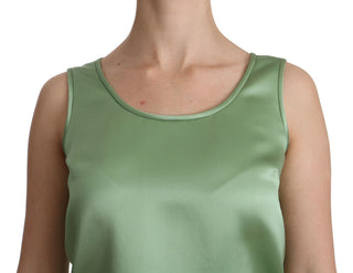 Elegant Silk Sleeveless Top In Light Mint Green - Luxury for You