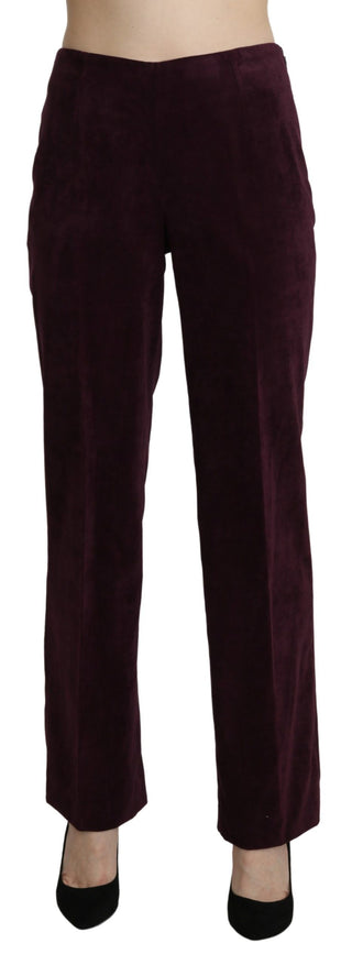 Elegant High Waist Straight Purple Pants - Luxury for You