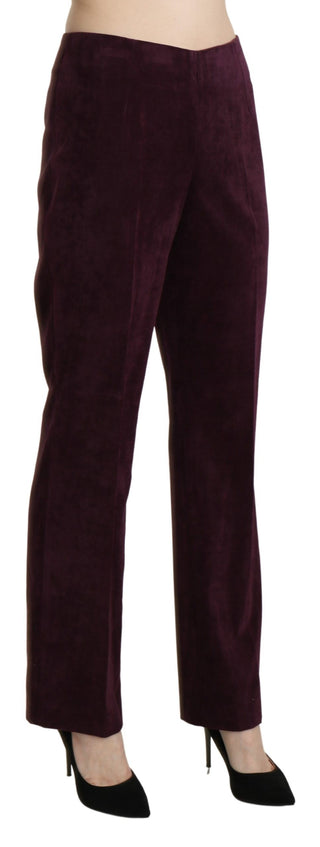 Elegant High Waist Straight Purple Pants - Luxury for You