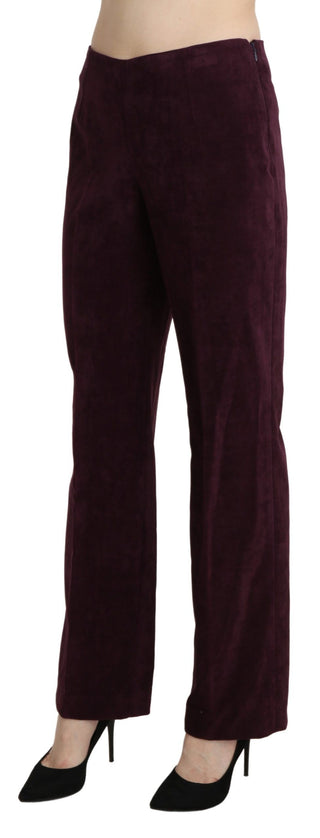 Elegant High Waist Straight Purple Pants - Luxury for You