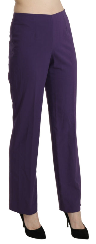 Elegant High Waist Violet Straight Pants - Luxury for You