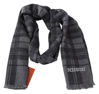 Elegant Unisex Plaid Wool Scarf With Logo Embroidery