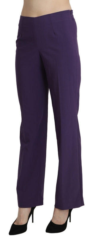 Elegant High Waist Violet Straight Pants - Luxury for You