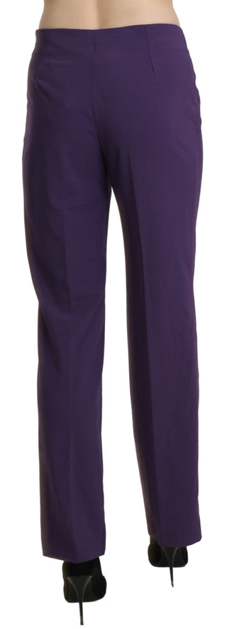 Elegant High Waist Violet Straight Pants - Luxury for You