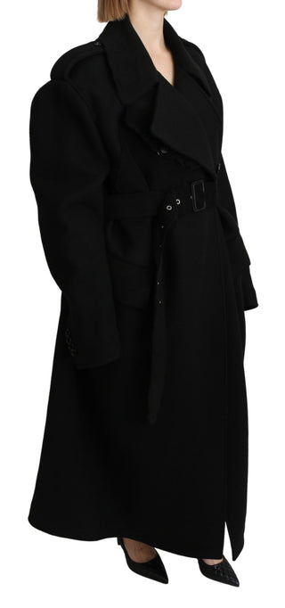 Elegant Black Wool Trenchcoat - Luxury for You