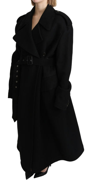 Elegant Black Wool Trenchcoat - Luxury for You