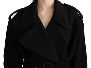 Elegant Black Wool Trenchcoat - Luxury for You