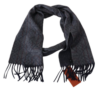 Elegant Cashmere Patterned Scarf With Logo Embroidery