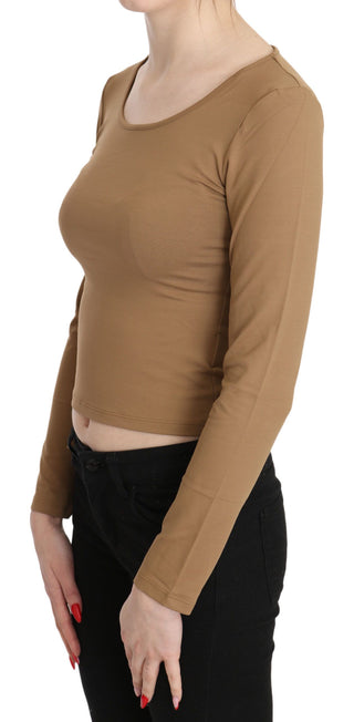 Elegant Brown Long Sleeve Cropped Top - Luxury for You