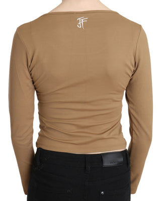 Elegant Brown Long Sleeve Cropped Top - Luxury for You