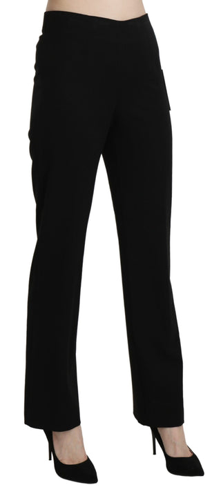 Elegant Black High Waist Straight Pants - Luxury for You