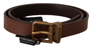 Elegant Brown Leather Belt With Gold Buckle - Luxury for You