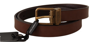 Elegant Brown Leather Belt With Gold Buckle - Luxury for You